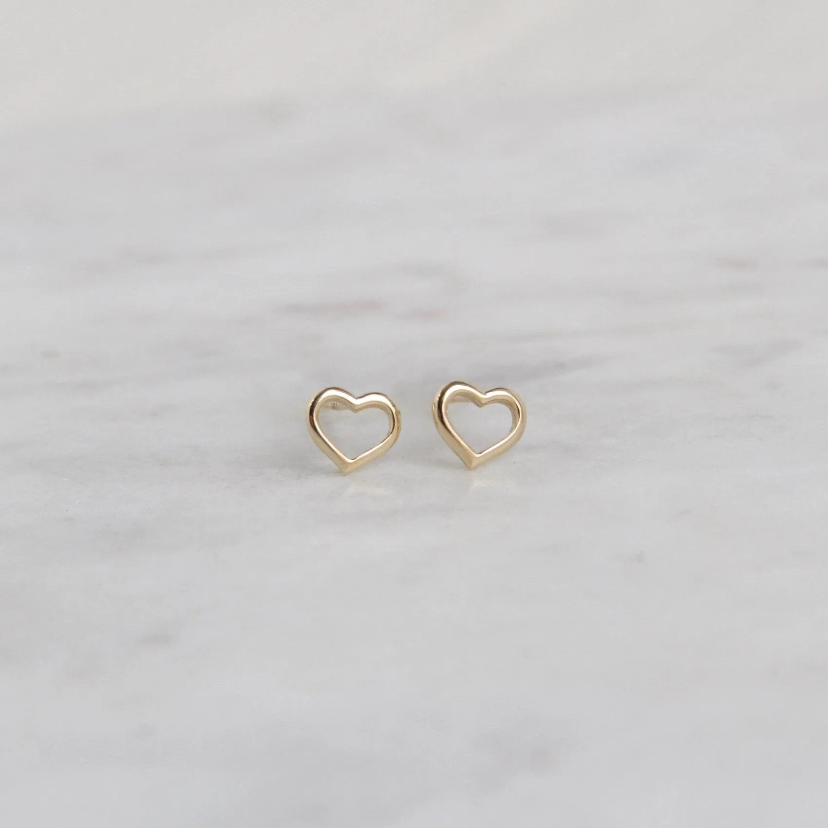 14k Gold Open Heart Posts