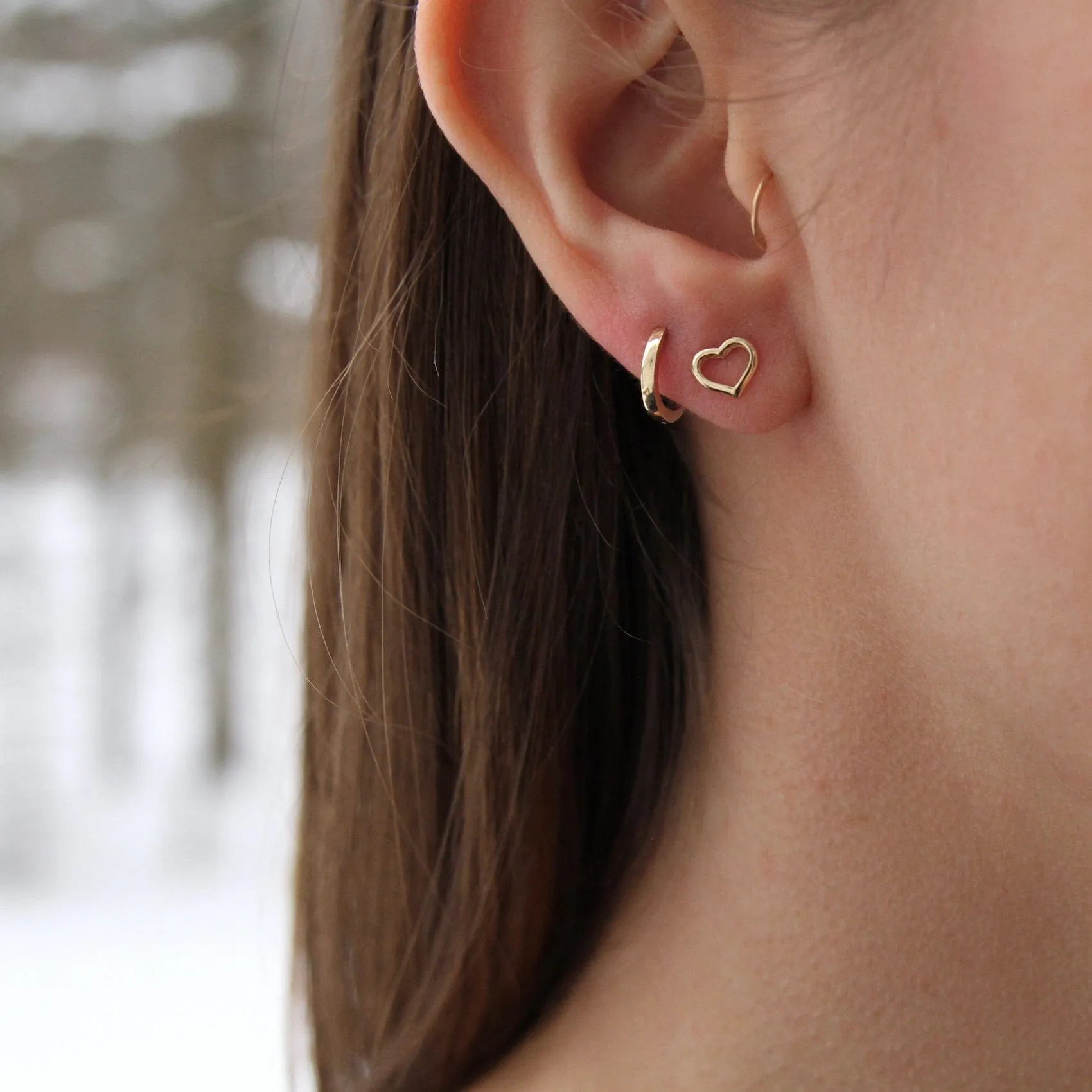 14k Gold Open Heart Posts