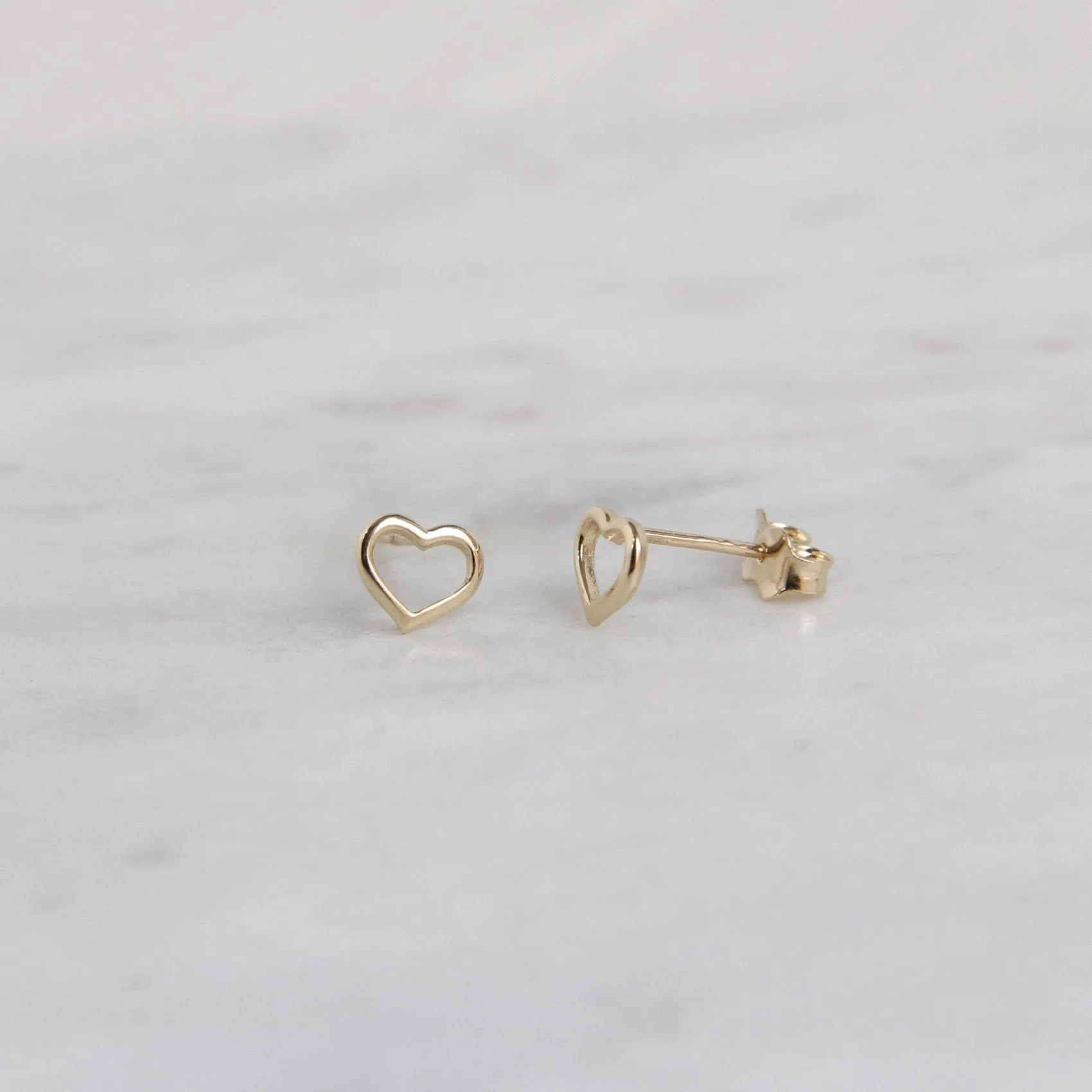 14k Gold Open Heart Posts