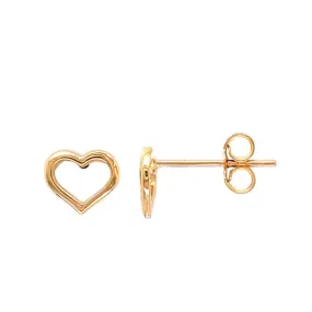 14k Gold Open Heart Posts