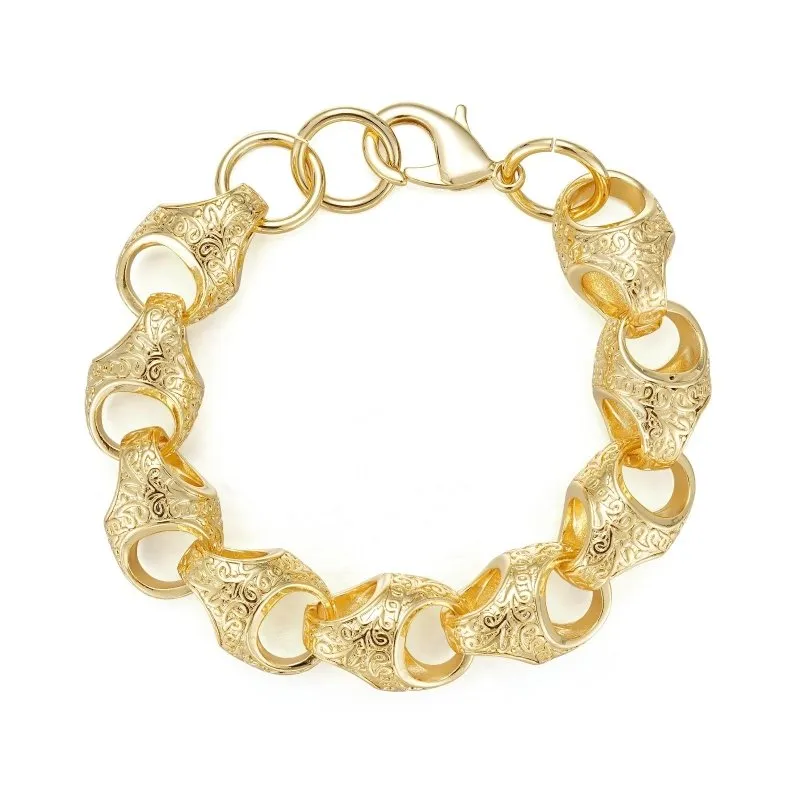 17mm Gold Filled Bonded Patterned Acorn Bracelet 8/8.5 Inch