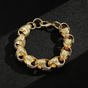 17mm Gold Filled Bonded Patterned Acorn Bracelet 8/8.5 Inch