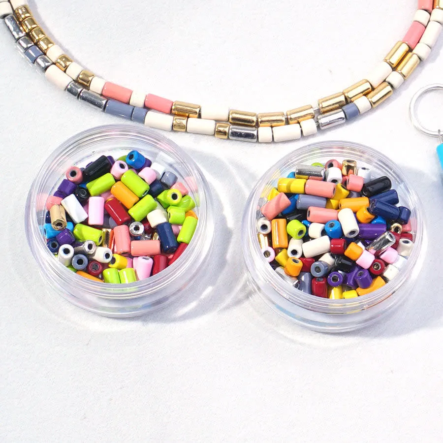 6mm Grey Enamel Tube Bead (10 Pieces)