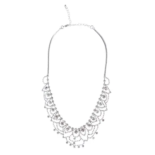Bridal Wedding Jewelry Crystal Rhinestone Elegant Dazzle Necklace Set J683 SV