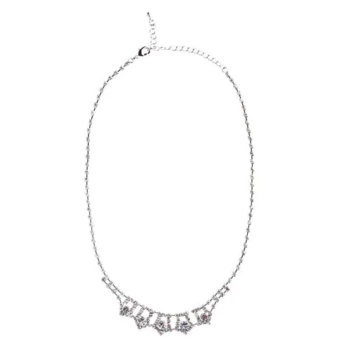 Bridal Wedding Jewelry Crystal Rhinestone Enticingly Elegant Necklace J579Silver
