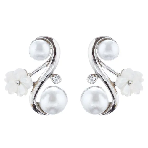 Bridal Wedding Jewelry Crystal Rhinestone Pearl Gorgeous Necklace Set J684 SV