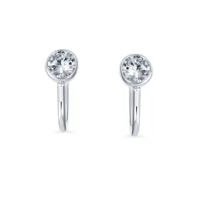 CZ Clip On Stud Earrings Rose Gold Plated .925 Sterling Silver