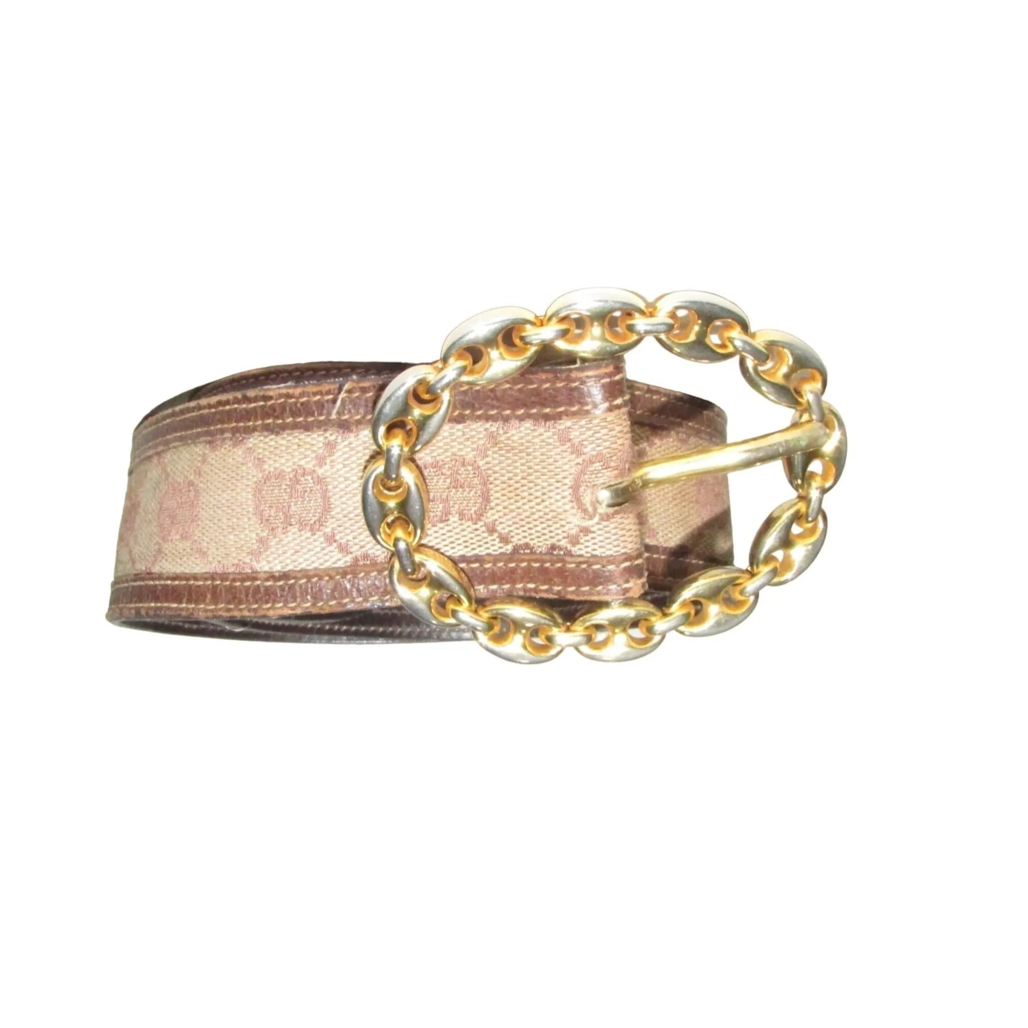 Early brown Guccissima leather belt w a gold Gucci link buckle