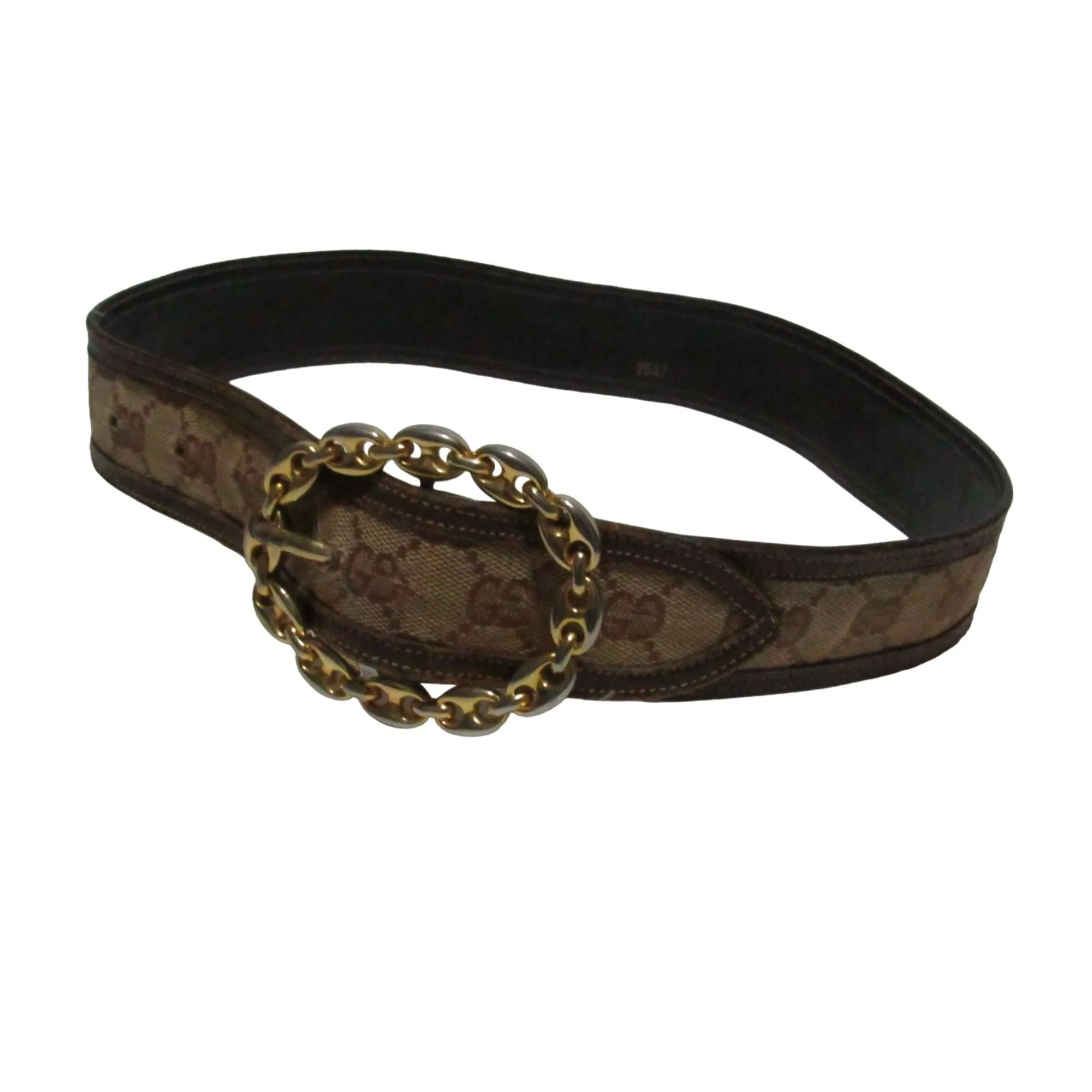 Early brown Guccissima leather belt w a gold Gucci link buckle