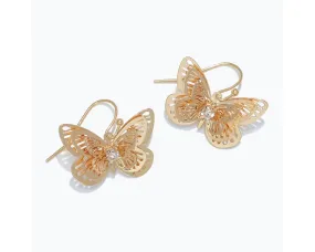 Gold Butterfly Crystal Earrings