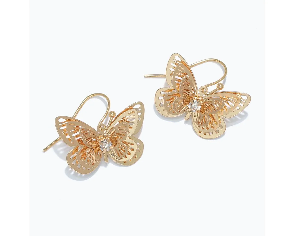 Gold Butterfly Crystal Earrings