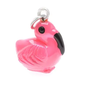 Hand Painted 3-D Neon Pink Flamingo Charm 19mm Lightweight (1 Piece)