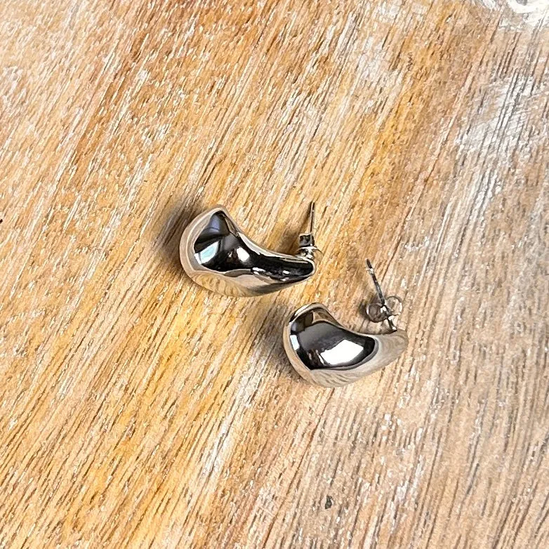 'Lucy' steel teardrop stud earrings