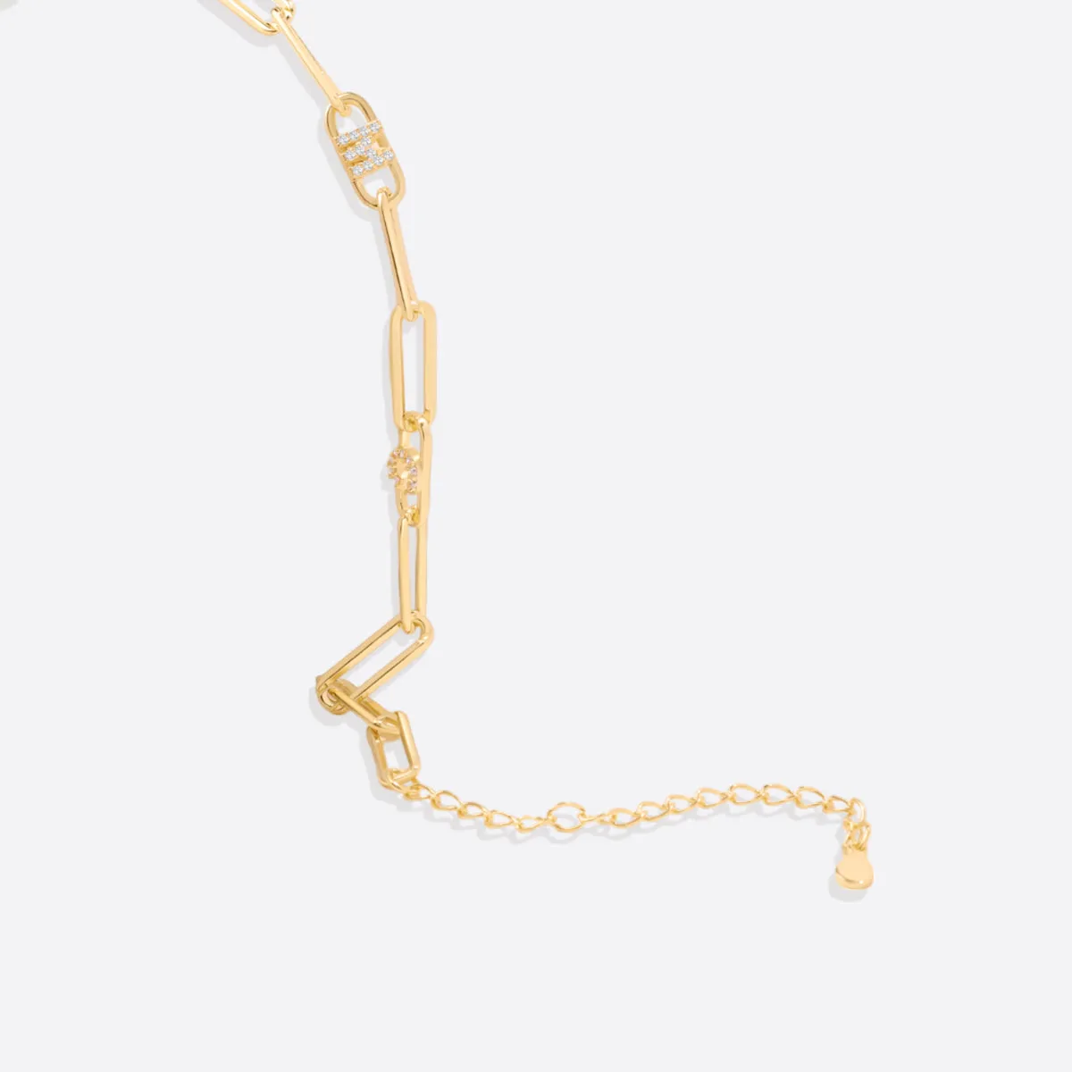 Paperclip Bracelet with Pave Initials