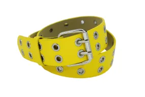 Punk Rock Double Grommet Belt - Leather Punk Belt for Women & Men - 2 Hole Belt, 1.25" Wide