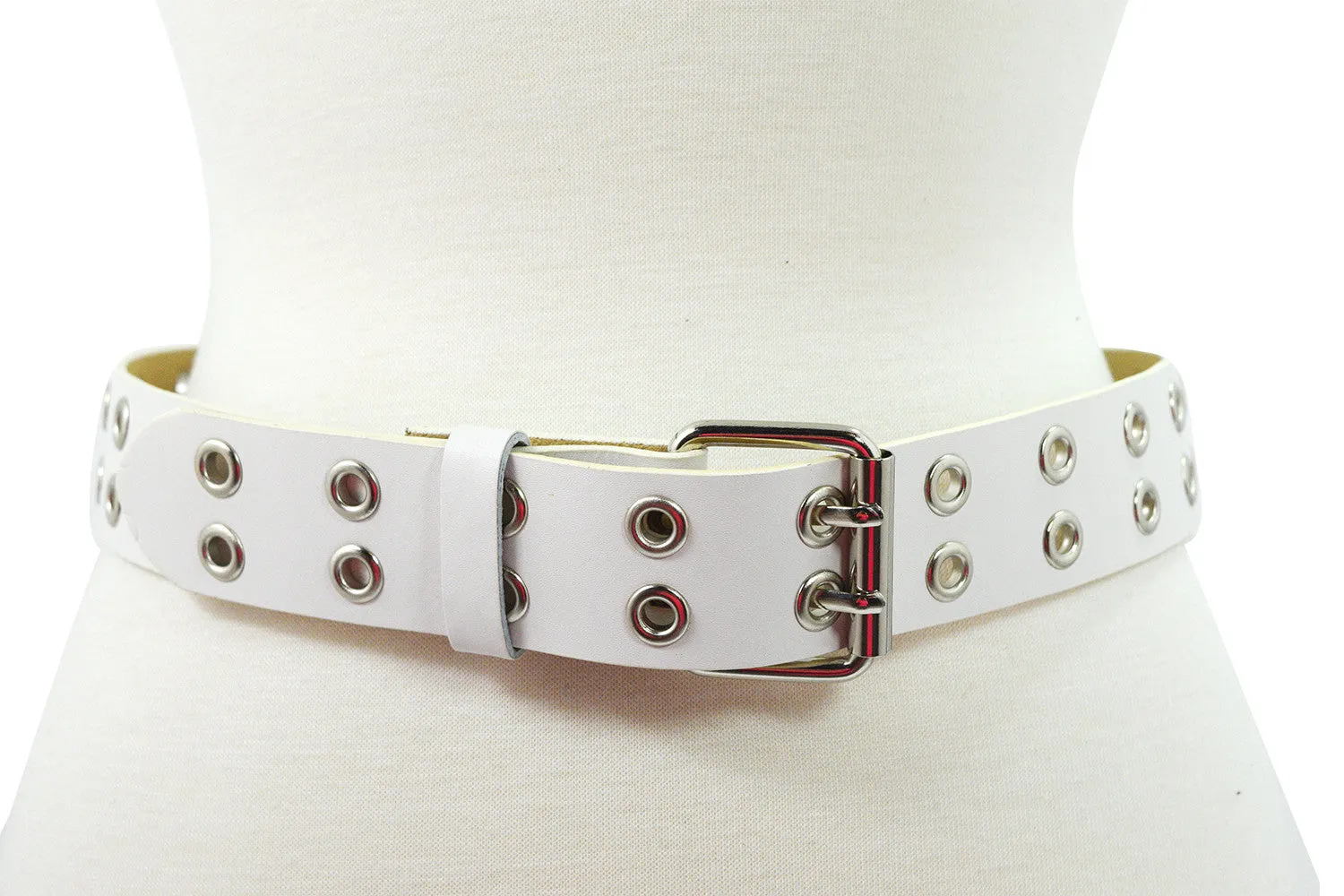Punk Rock Double Grommet Belt - Leather Punk Belt for Women & Men - 2 Hole Belt, 1.25" Wide