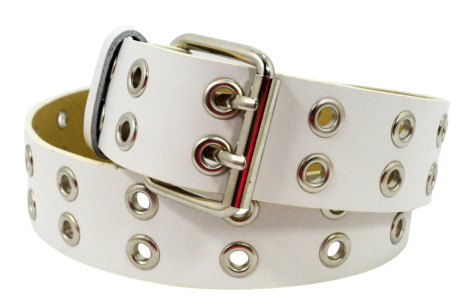 Punk Rock Double Grommet Belt - Leather Punk Belt for Women & Men - 2 Hole Belt, 1.25" Wide