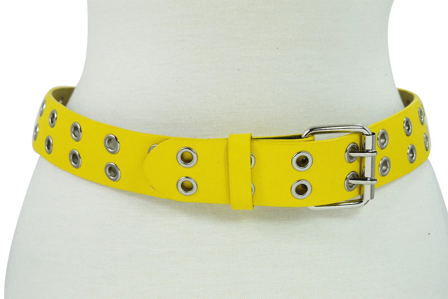 Punk Rock Double Grommet Belt - Leather Punk Belt for Women & Men - 2 Hole Belt, 1.25" Wide