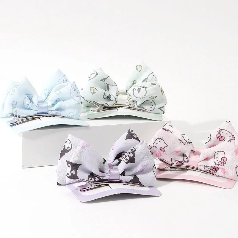 Sanrio 2pcs Set Bow Decor Chiffon Alligator Hair Clips
