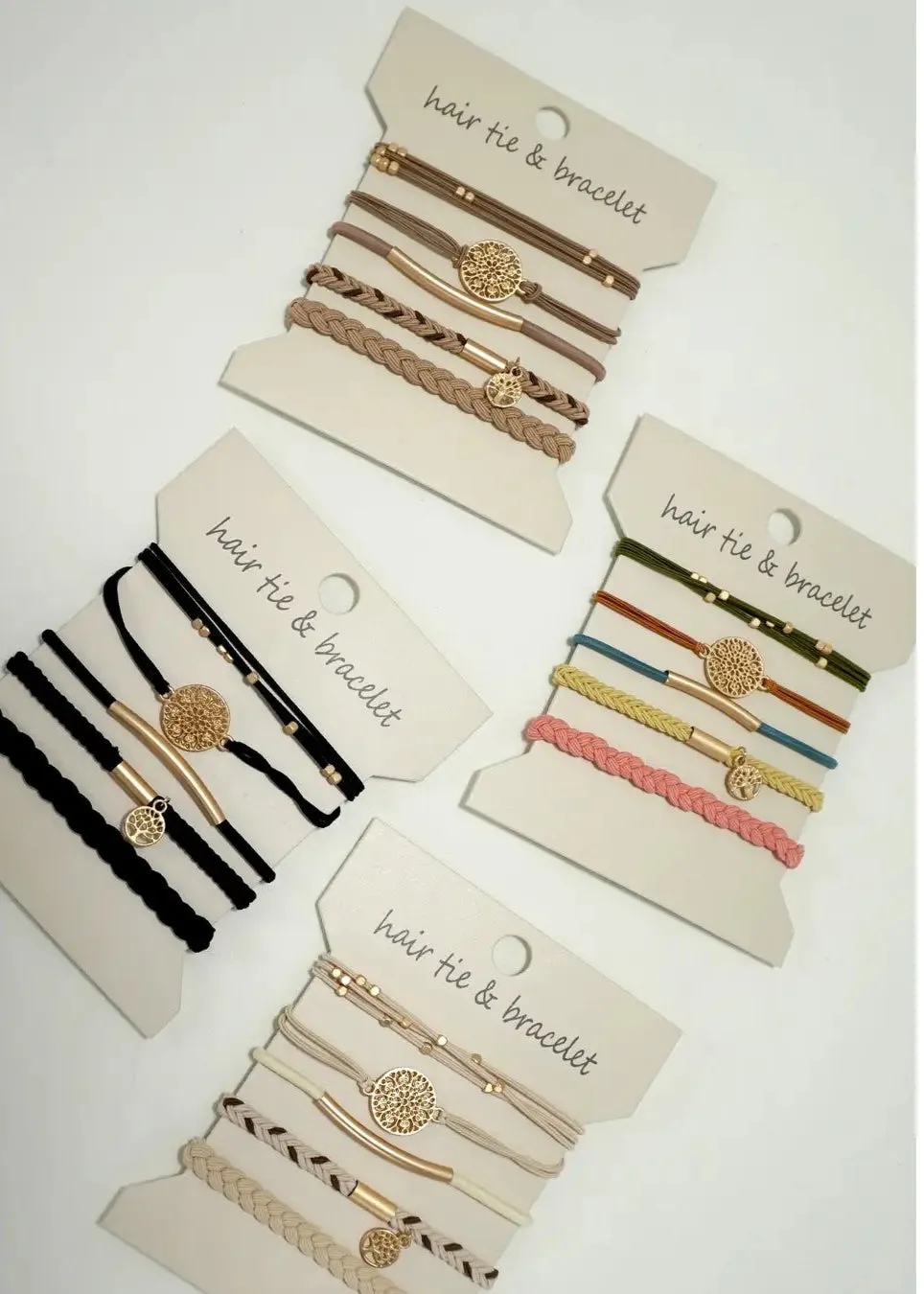 Set of 5 Boho Dual Function Bracelet Hair Ties