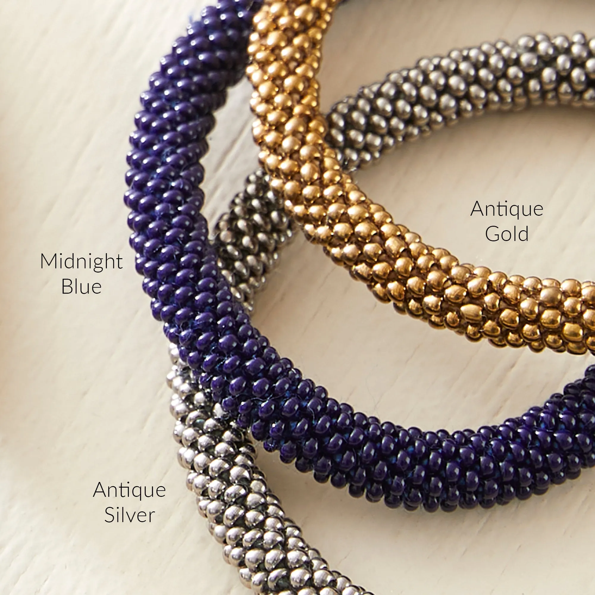 TISHA Handmade Glass Bead Knot Tube Bracelet