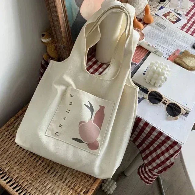 UAKISS  - 2024 Canvas Women Sweet Flower Print Tote Bags Korean Vintage Trendy Chic Handbag High-capacity Casual Y2k Shoulder Underarm Bag
