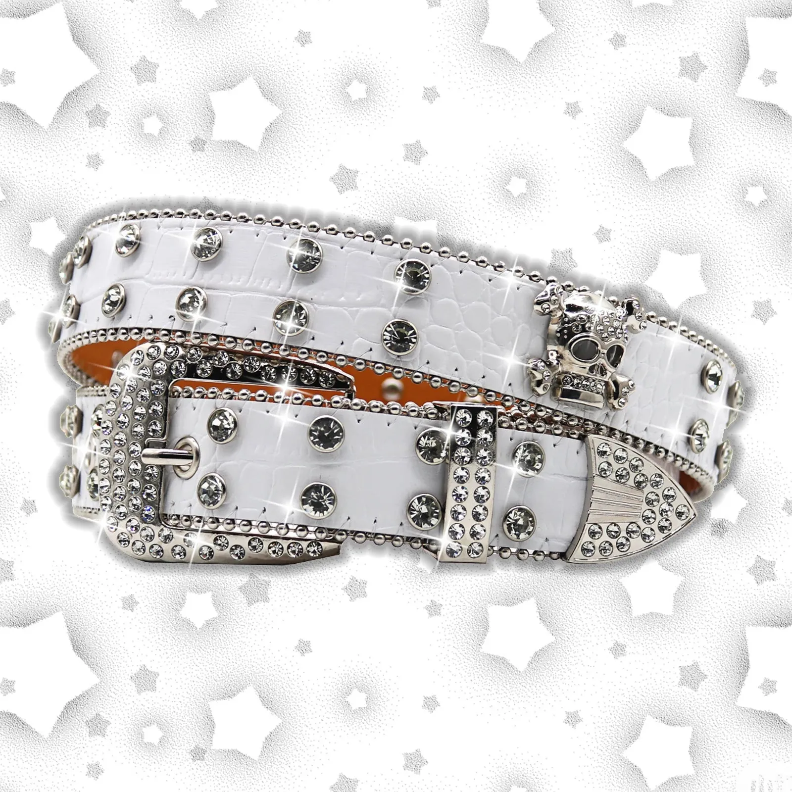 Women's Brand Luxury Sequin Punk Metal Buckle Belt Y2k Bling Skull Rhinestone Belt  Fashion Waistband Jeans Pants Decor Belt