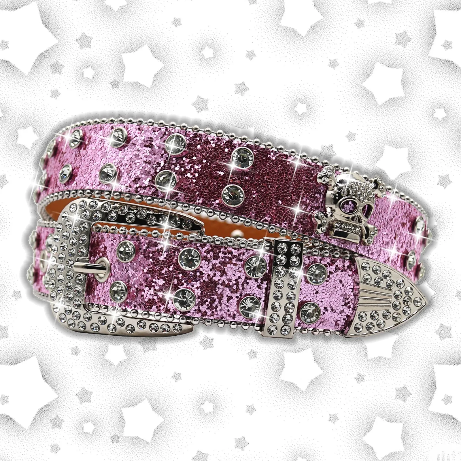 Women's Brand Luxury Sequin Punk Metal Buckle Belt Y2k Bling Skull Rhinestone Belt  Fashion Waistband Jeans Pants Decor Belt